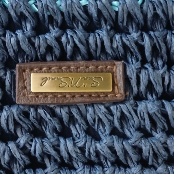 Sun N Sand Beaded Beach Bag Tote NAVY BLUE Lined - Picture 2 of 8